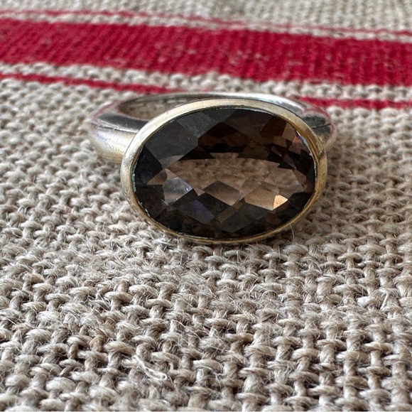 Modernist Smokey topaz and Sterling ring size 5.85 - Picture 3 of 9